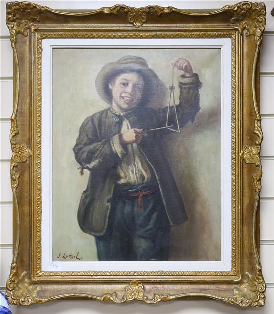 Jeremy Lettwill (1912-) Boy playing a triangle 50 x 40cm